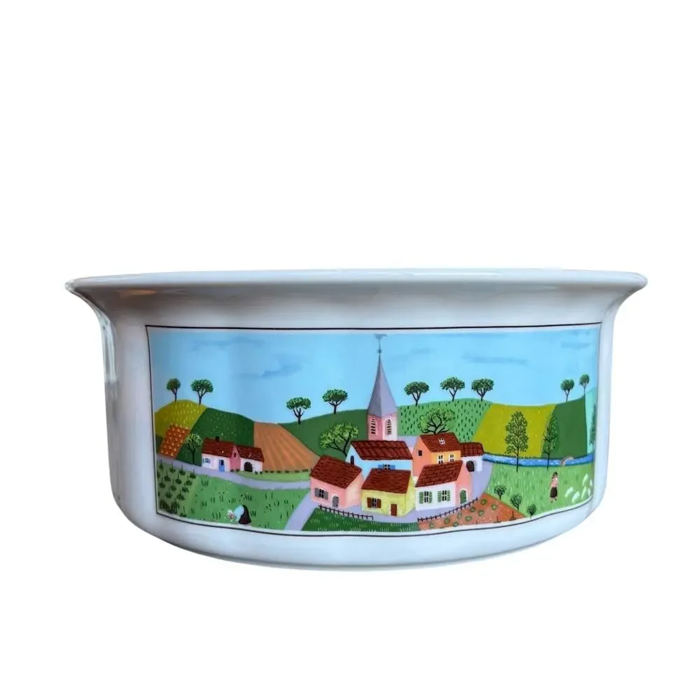 Villeroy & Boch Design Naif Casserole Serving Bowl 8.5” Village Scene Laplau